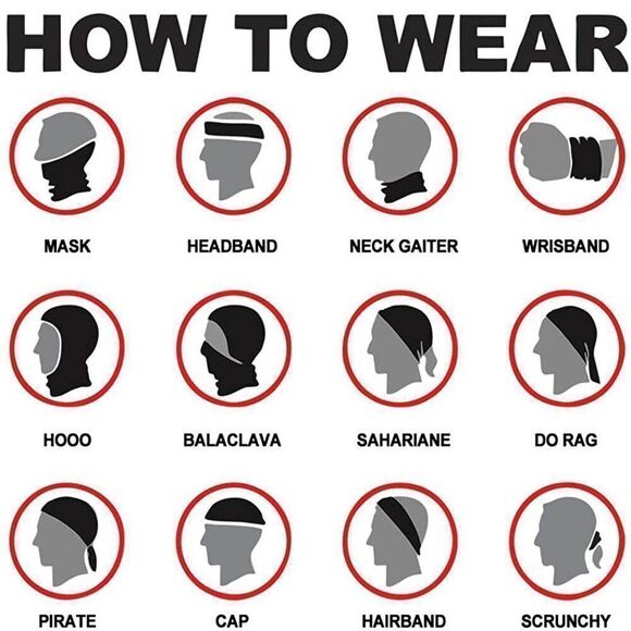 Neck Gaiter Face Mask Black Tie Dye Bandana Scarf - Picture 4 of 4